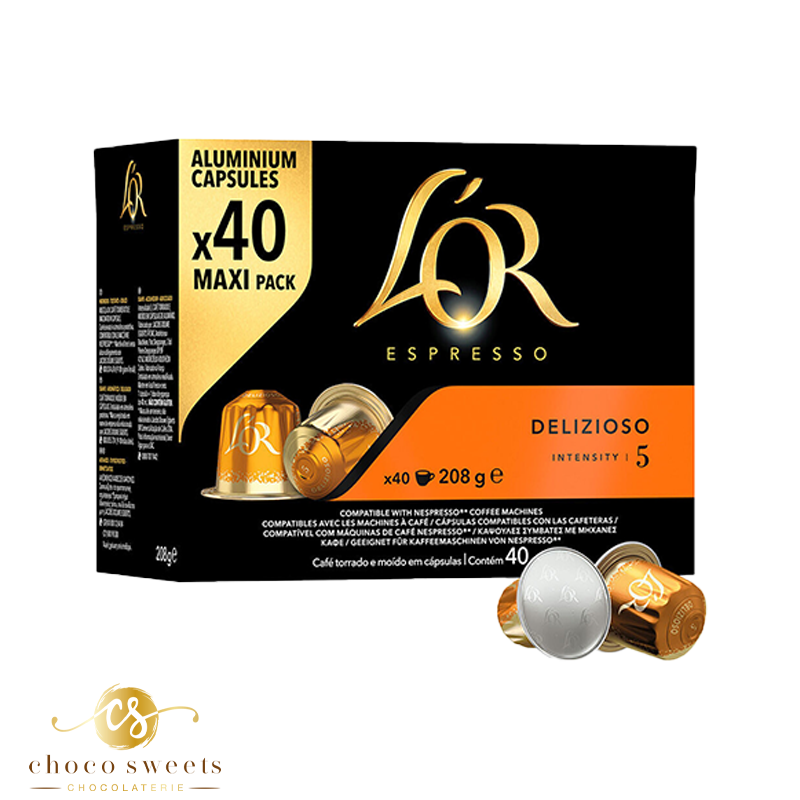 l'or espresso delizioso 40 capsules - premium blend of high-quality arabica  beans for a smooth and delicate espresso