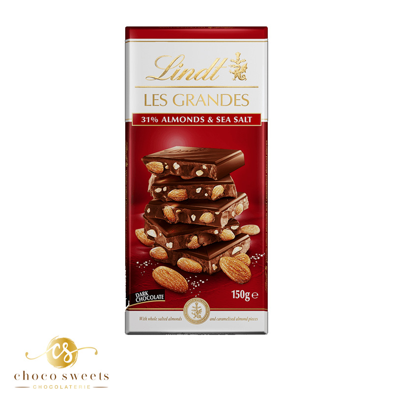 lindt les grandes amandes & fleur de sel 150g premium milk chocolate